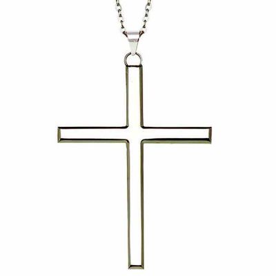 Stainless Steel Pectoral Latin Cross Necklace w/Chain -  - J-24