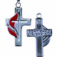 Stainless Steel United Methodist Confirmation Cross Necklace