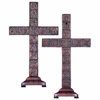 Stations of the Cross Necklace Bronze Plated 10.5in.