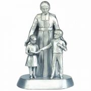 Statuette Pewter Saint John Baptist De La Salle with Children