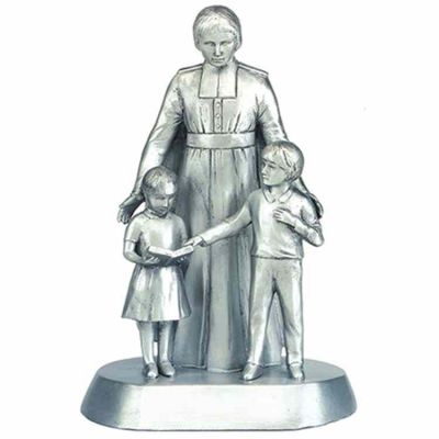 Statuette Pewter Saint John Baptist De La Salle with Children -  - 9806