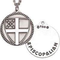 Sterling Silver Episcopal Shield Pendant w/Chain