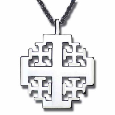 Sterling Silver New Jerusalem Cross Necklace w/ Chain -  - M-30-S