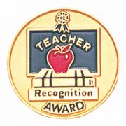 Teacher Recognition Award Enameled in Red & Blue on Gold Pin - 2Pk
