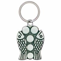 The Miracle of Mercy Fish & Loaves Pewter Key Tag - (Pack of 2)