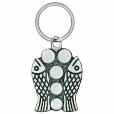 The Miracle of Mercy Fish & Loaves Pewter Key Tag - (Pack of 2) -  - P-35-K