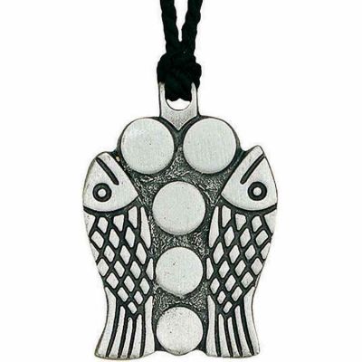 The Miracle of Mercy Fish & Loaves Pewter Pendant on Cord - 2Pk -  - P-35