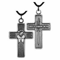 Traditional Antiqued Silver Plated Chrysalis Cross w/Cord - 2Pk