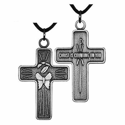 Traditional Antiqued Silver Plated Chrysalis Cross w/Cord - 2Pk -  - P-23