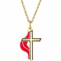 United Methodist Church Cross Necklace - Gold Plated - (Pack of 2)