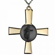 United Methodist Church Cross Silvertone Clergy Medal w/Chain
