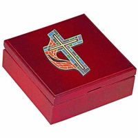 United Methodist Church Keepsake Box w/Gold Cross Medallion