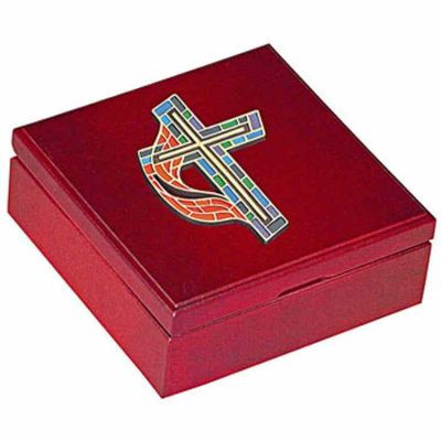 United Methodist Church Keepsake Box w/Gold Cross Medallion -  - CH-109-Box