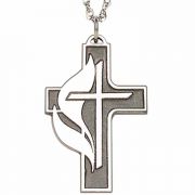 United Methodist Church Pewter Cross w/Chain - (Pack of 2)