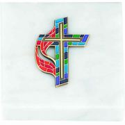 United Methodist Stained Glass Cross Paperweight - (Pack of 2)