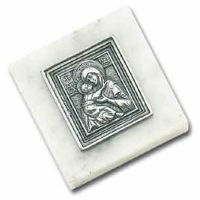 Vladimir Icon Paperweight 3 x 3 Carrara Marble Base - (Pack of 2)