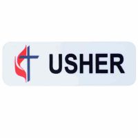 White Acrylic Usher Church Badge Magnetic UM 3 x 1in. (2 Pack) - 2Pk