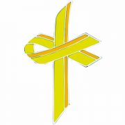 Yellow Awareness Ribbon Cross Lapel Pin - Adenosarcoma - (Pack of 2)