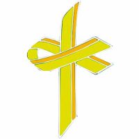 Yellow Awareness Ribbon Cross Lapel Pin - Adenosarcoma - (Pack of 2)