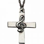 Zinc Alloy G Clef Music Note Cross Necklace w/Chain - (Pack of 2)