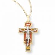 1 3/4 inch Gold & Red Risen Christ Confirmation Crucifix