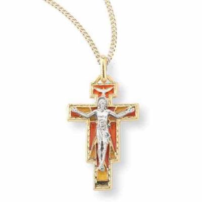 1 3/4 inch Gold & Red Risen Christ Confirmation Crucifix (2 Pack) -  - 661BX