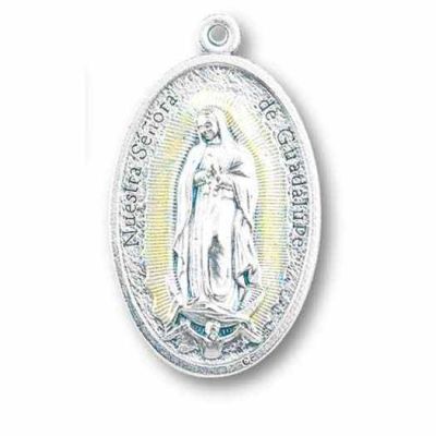 1.75 inch Silver Oxidized Our Lady of Guadalupe Medal (25 Pack) - 846218039605 - 1187