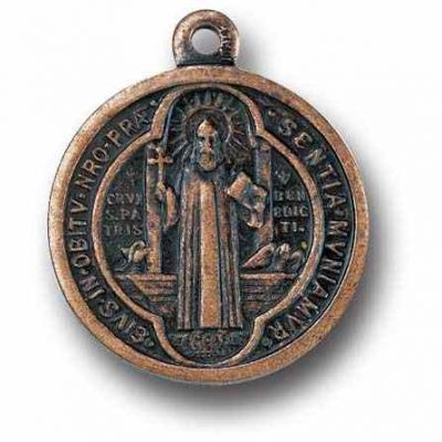 1 inch Large Antique Copper Jubilee Medal (Saint Benedict) (25 Pack) - 846218090019 - 1058