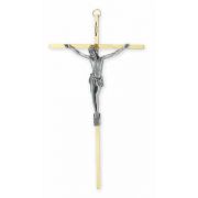 10" Brass Plated Cross With Antiqued Silver Plated Corpus