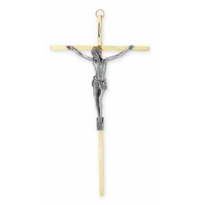 10" Brass Plated Cross With Antiqued Silver Plated Corpus -  - 2011