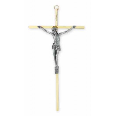10" Brass Plated Cross With Antiqued Silver Plated Corpus -  - 2011
