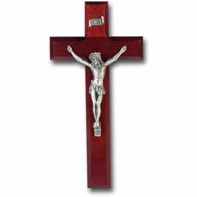 10 inch Dark Cherry Cross With Fine Pewter Corpus - 846218024588 - 26P-10R1