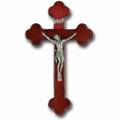 10 inch Dark Cherry Cross With Pewter Corpus Latin Style - 846218024687 - 51P-10R8