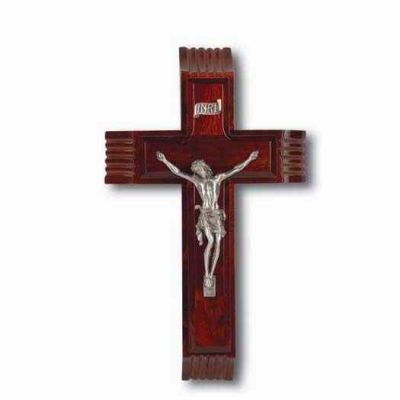 10 inch Dark Cherry Sick Call Crucifix With Genuine Pewter Corpus - 846218026445 - 51P-10R6