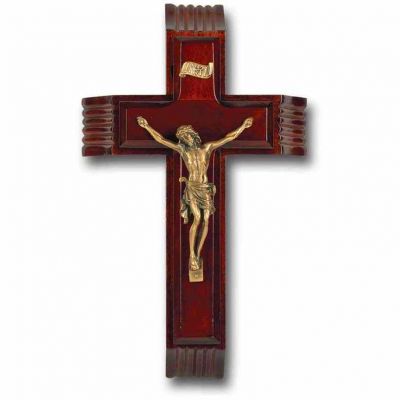 10 inch Dark Cherry Sick Call Crucifix With Museum Gold Plated Corpus - 846218026452 - 51M-10R6