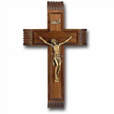 10 inch Walnut Sick Call Crucifix With Museum Gold Plated Corpus - 846218026407 - 51M-10W6