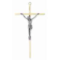 10in. Brass Plated Cross With Antiqued Silver Plated Corpus