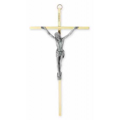 10in. Brass Plated Cross With Antiqued Silver Plated Corpus -  - 2012