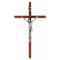 10in. Wood Cross With Antiqued Silver Plated Corpus