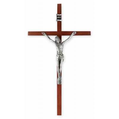 10in. Wood Cross With Antiqued Silver Plated Corpus -  - 3012