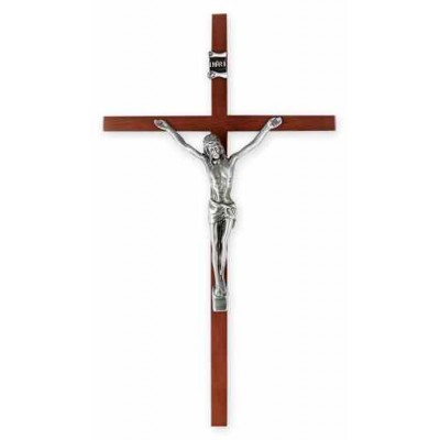 10in. Wood Cross With Antiqued Silver Plated Corpus -  - 3012