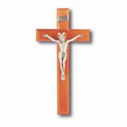 11 inch Cherry Cross With Antique Silver Plated Corpus