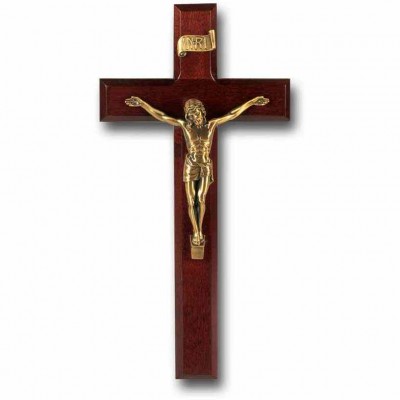 11 inch Dark Cherry Cross With Museum Gold Corpus - 846218025226 - 43M-11R1