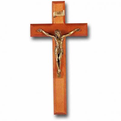 11 inch Natural Cherry Cross With Museum Gold Corpus - 846218025240 - 43M-11C1