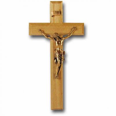 11 inch Oak Cross With Museum Gold Corpus - 846218025424 - 21M-11O1