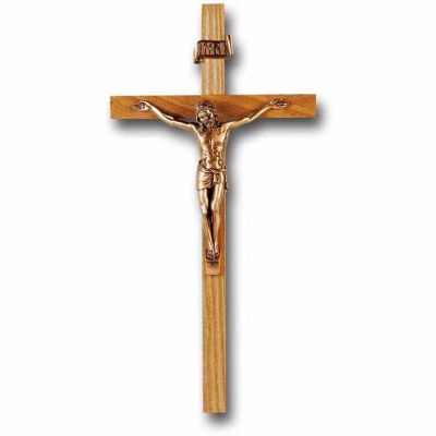 11 inch Oak Wood Cross With Museum Gold Corpus - 846218025219 - 43M-11O2