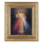 Divine Mercy Lithograph In An Gold Leaf Antique Frame