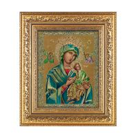 Gold Our Lady Of Perpetual Help Lithograph In An Gold Leaf Frame