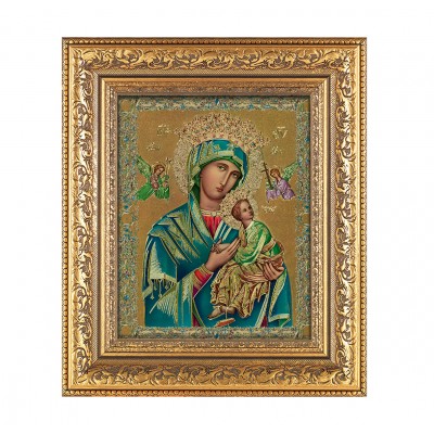 Gold Our Lady Of Perpetual Help Lithograph In An Gold Leaf Frame - 846218075603 - 115-208G