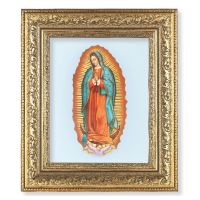Our Lady Of Guadalupe Lithograph In An Gold Leaf Antique Frame